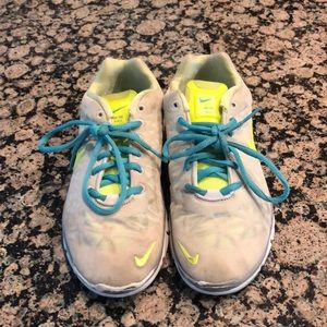 Green and blue nike tennis shoes!!